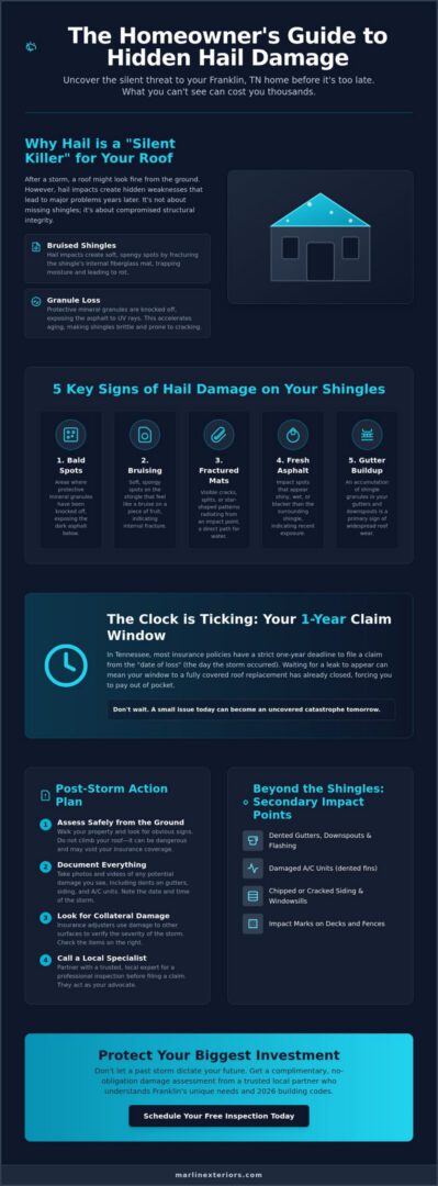 How to Spot Roof Hail Damage in Franklin, TN: A Homeowner’s 2026 Guide