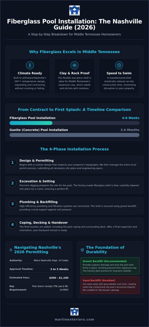Fiberglass Pool Installation Process in Nashville: The 2026 Step-by-Step Guide